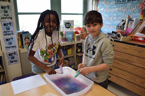 Third Graders Create Original Chalk Float Prints